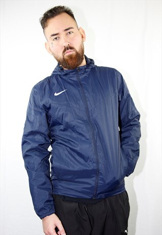 VINTAGE NAVY BLUE ZIPPED COACH JACKET NIKE