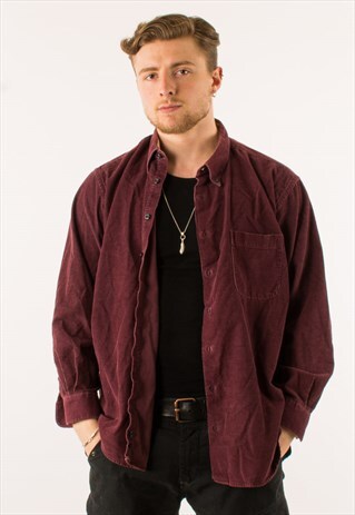 VINTAGE 90S RED CORDUROY SHIRT XXL