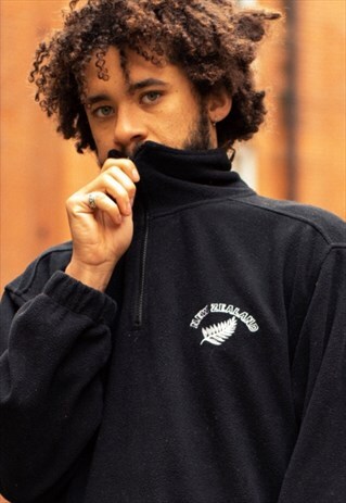 VINTAGE NEW ZEALAND QUARTER ZIP FLEECE IN BLACK