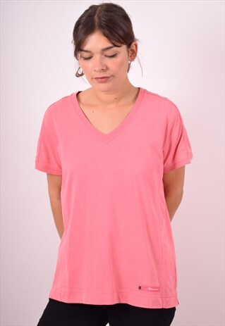 CHAMPION WOMENS VINTAGE T-SHIRT TOP LARGE PINK 90S