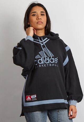VINTAGE 90'S ADIDAS BLACK BASKETBALL HOODIE