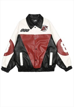 Premium motorcycle jacket patch Racer varsity in red black