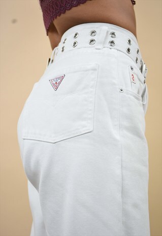 WHITE HIGH WAISTED GUESS JEANS