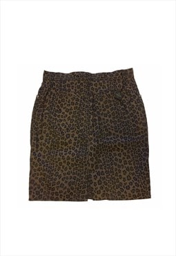 Vintage Fendi Skirt brown FF zucca monogram leopard print