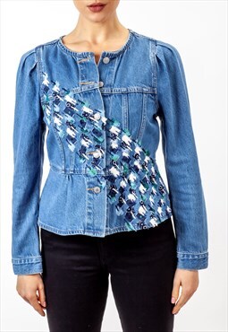 Blue denim jacket upcycled