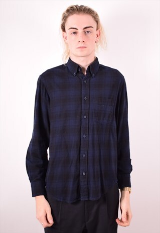 MENS VINTAGE SHIRT MEDIUM BLUE 90S