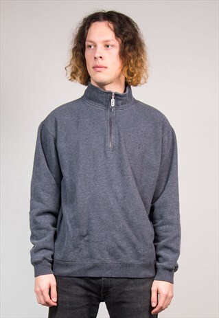 90'S VINTAGE DARK GREY FILA QUARTER ZIP PULLOVER SWEATSHIRT