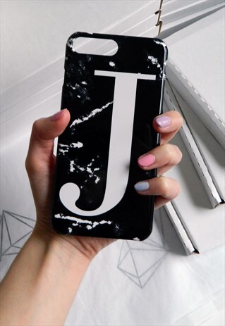BLACK MARBLE ALPHABET PHONE CASE
