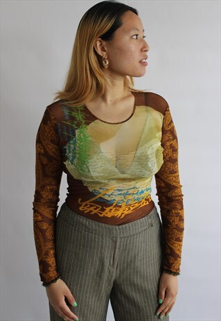 BROWN MESH KENZO LONG TOP