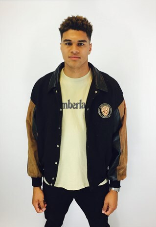 WARNER BROTHERS VARSITY EMBROIDERED BOMBER JACKET