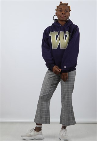 VINTAGE CHAMPION LARGE PURPLE COLLEGE HOODIE