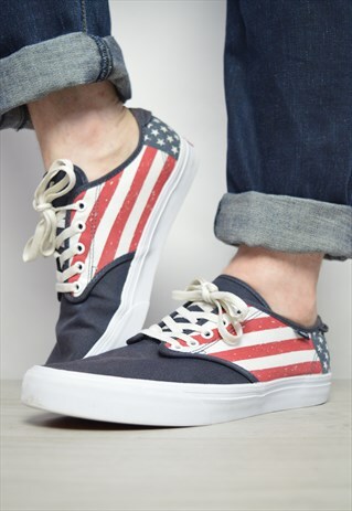 VINTAGE 90S VANS AMERICAN FLAG SKATE SHOES TRAINERS SNEAKERS