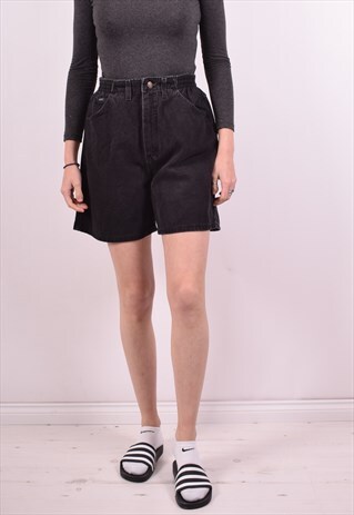 LEE WOMENS VINTAGE DENIM SHORTS W26 BLACK 90S