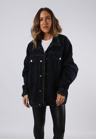 VINTAGE DENIM JACKET OVERSIZED FITTED UK 20 XXXL (C3S)