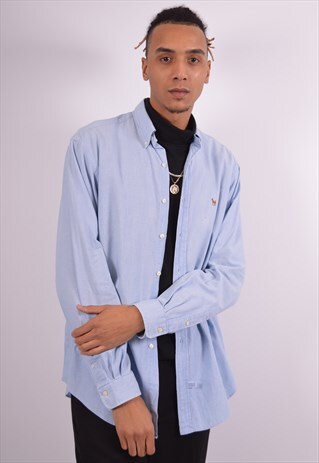 RALPH LAUREN MENS VINTAGE SHIRT XL BLUE 90S