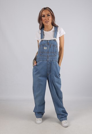 VINTAGE DENIM DUNGAREES WIDE TAPERED LEG UK 12 M (42D)
