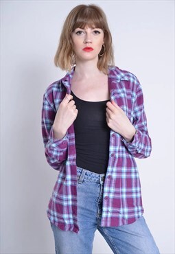 Vintage LEE Fleece Lined Check Flannel Shirt Purple