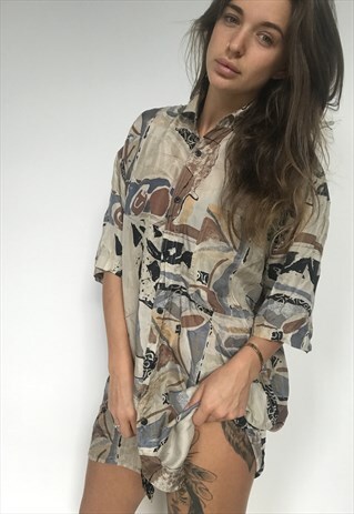 PATTERNED OVERSIZED RETRO VINTAGE UNISEX FESTIVAL SHIRT