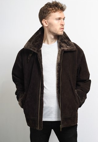 VINTAGE SUEDE AVIATOR FLEECE JACKET
