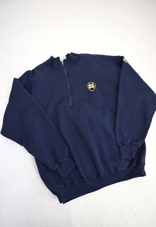 VINTAGE 90S ADIDAS NAVY 3/4 ZIP SWEATSHIRT