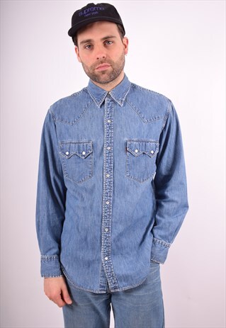 LEVI'S MENS VINTAGE DENIM SHIRT MEDIUM BLUE 90S