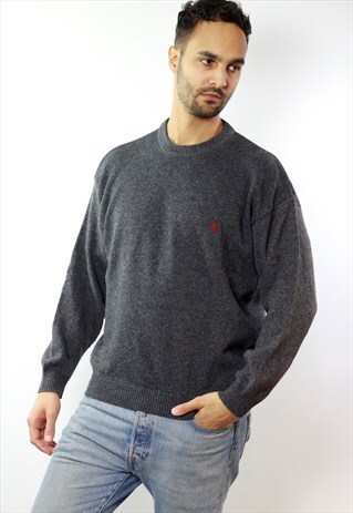 VINTAGE RALPH LAUREN WOOL JUMPER GREY MEN