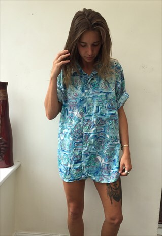 CRAZY PATTERNED OVERSIZED RETRO VINTAGE FESTIVAL SHIRT