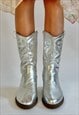 SILVER METALLIC EMBROIDERED WESTERN COWBOY BOOTS