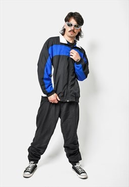 80s vintage rave tracksuit set in black & blue Old school 