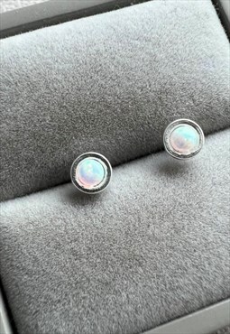 Sterling Silver Semi Precious and Opal Ear Studs for men