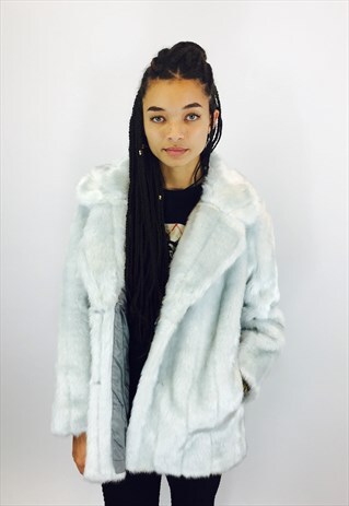 VINTAGE 80S FAUX FUR COAT