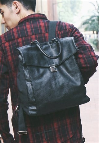 SHALEX LEATHER AND CANVAS BACKPACK