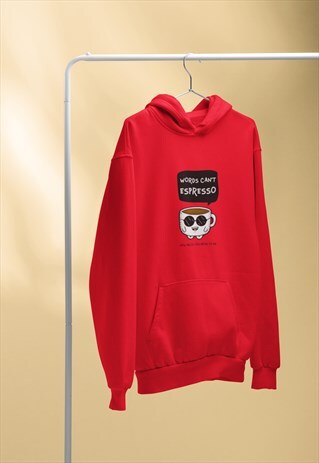WORDS CANT EXPRESSO COFFEE RED HOODIE RETRO