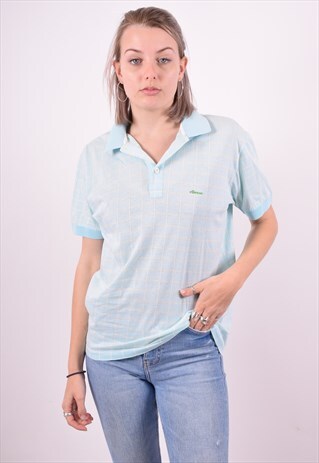 ELLESSE WOMENS VINTAGE POLO SHIRT LARGE BLUE 90'S