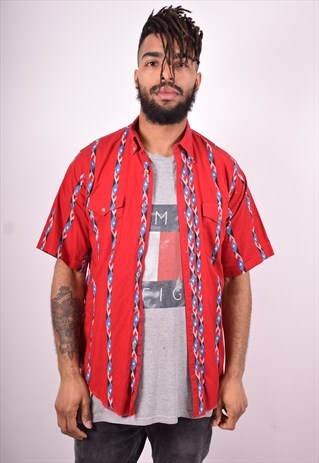 WRANGLER MENS VINTAGE SHIRT MEDIUM RED 90'S