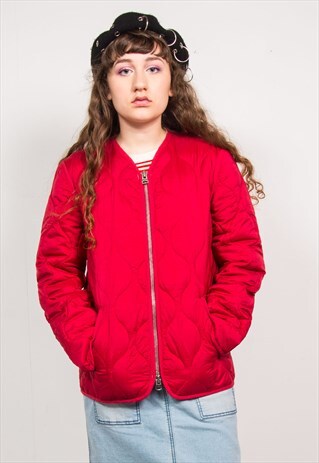 RALPH LAUREN VINTAGE 90'S RED QUILTED BOMBER JACKET