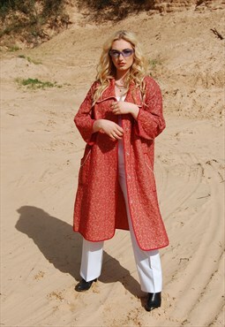 Vintage 80's baggy long trench coat jacket indie in red