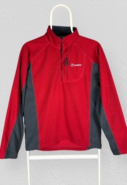 Berghaus Red Fleece Sweatshirt 1/4 Zip Pullover Mens Small