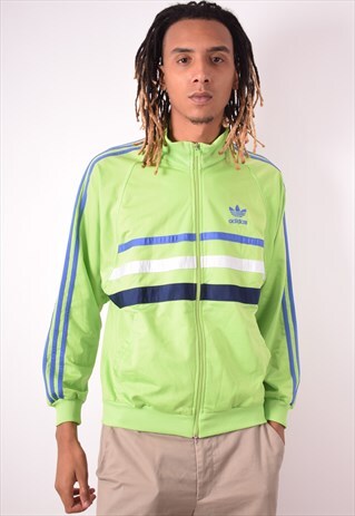 ADIDAS MENS VINTAGE TRACKSUIT TOP JACKET SMALL GREEN 90S