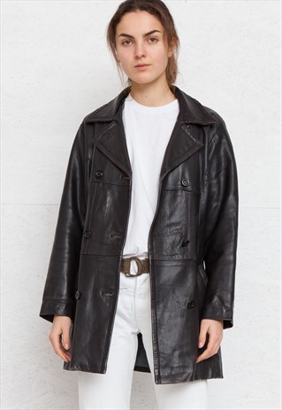 VINTAGE BLACK LEATHER JACKET COAT