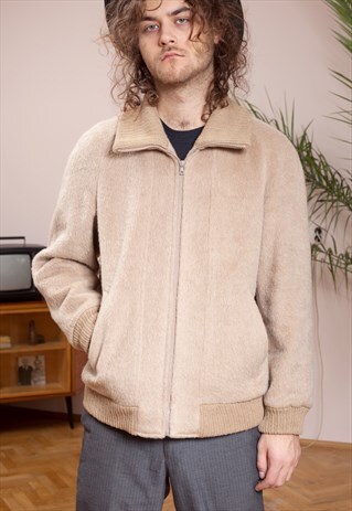 VINTAGE BEIGE MEN'S BOMBER JACKET