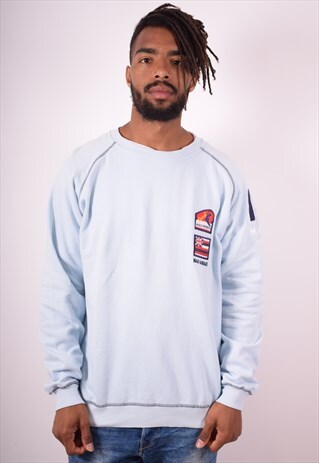 MENS VINTAGE SWEATSHIRT JUMPER 2XL BLUE 90S