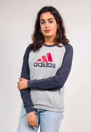 90'S VINTAGE GREY ADIDAS SWEATER JUMPER