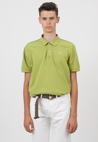 VINTAGE GREEN ADIDAS SHORT SLEEVE POLO SHIRT TOP