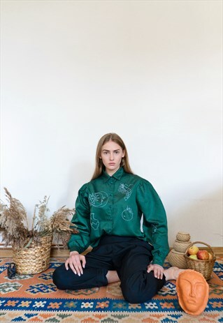 HAND EMBROIDERED GREEN SHIRT