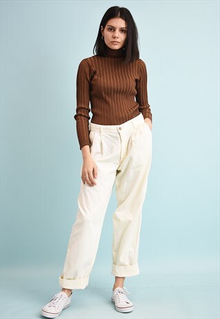 80'S RETRO REGULAR WAIST NEUTRAL CORDUROY TROUSERS