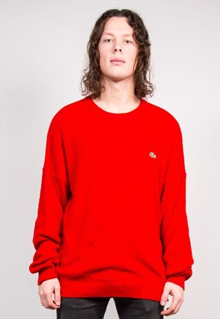 90'S VINTAGE RED LACOSTE KNIT JUMPER