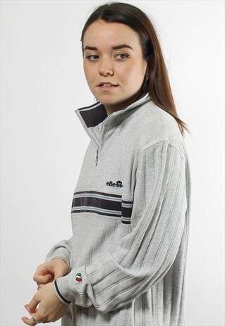 VINTAGE ELLESSE QUARTER ZIP GREY JUMPER