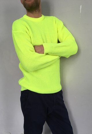 VINTAGE 90' COOL CRAZY UNISEX NEON YELLOW JUMPER