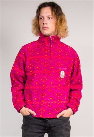 90'S CRAZY PATTERN QUARTER ZIP FESTIVAL FLEECE JACKET